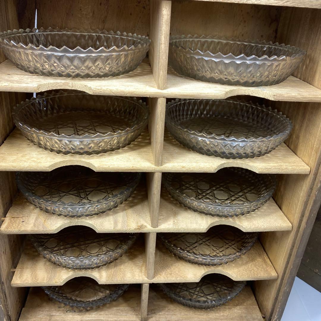 専用江戸後〜明治初期　ギヤマン手彫切子ハンドカット皿　10客　共箱直径11.8㎝