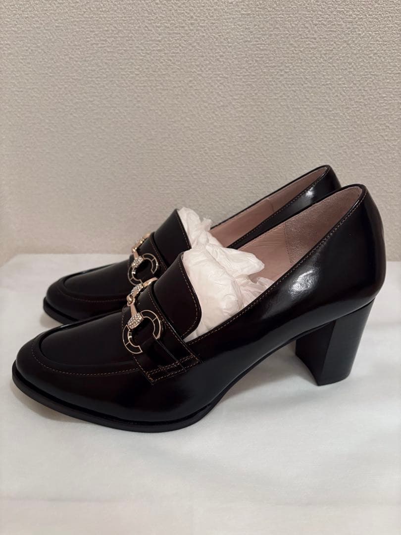 LANVIN en Bleu ビットローファーパンプス　ブラックエナメル　24