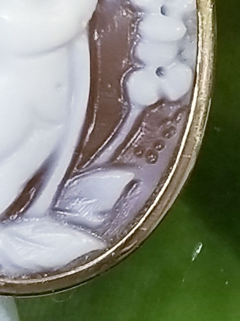 KWS-03 【チロ・フレイシア】作　K18シェルカメオペンダントトップ