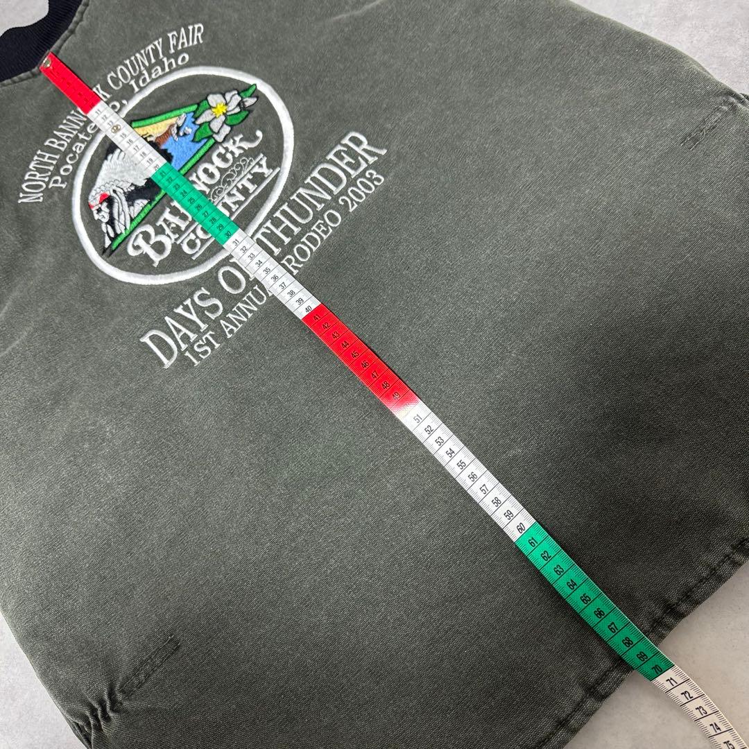 雰囲気◎ カーハート ダックベストUSA製 腰ゴム モスグリーン　V02MOS