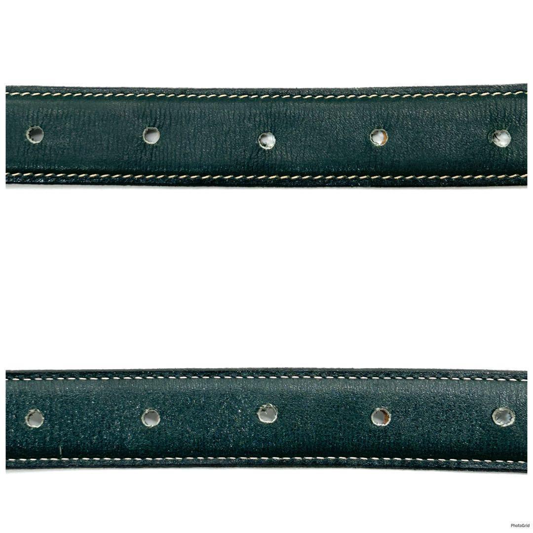 美品　セリーヌ　CELINE　ベルト　レザー　トリンオフ　ゴールドバックル　緑