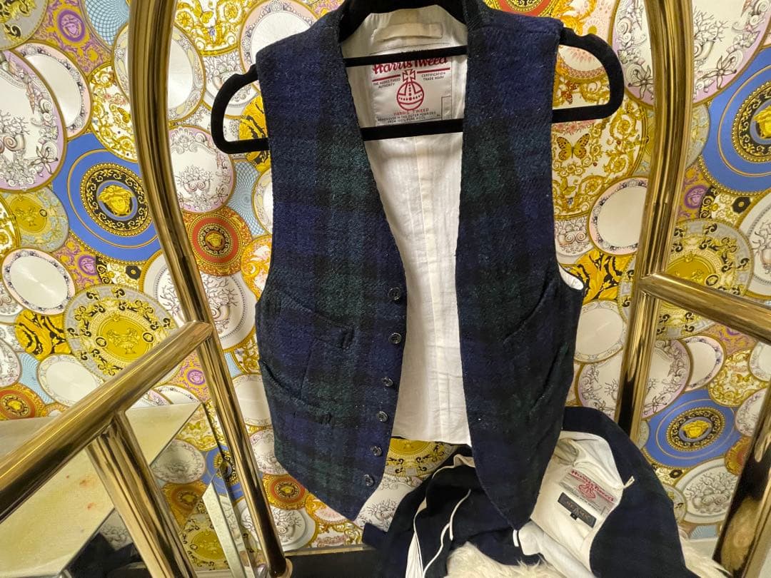 BEEMS ネイビー系チェック ジャケット スラックスセット