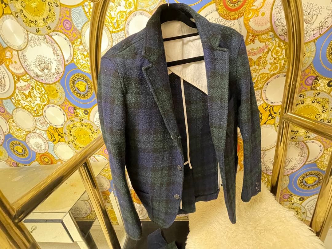 BEEMS ネイビー系チェック ジャケット スラックスセット