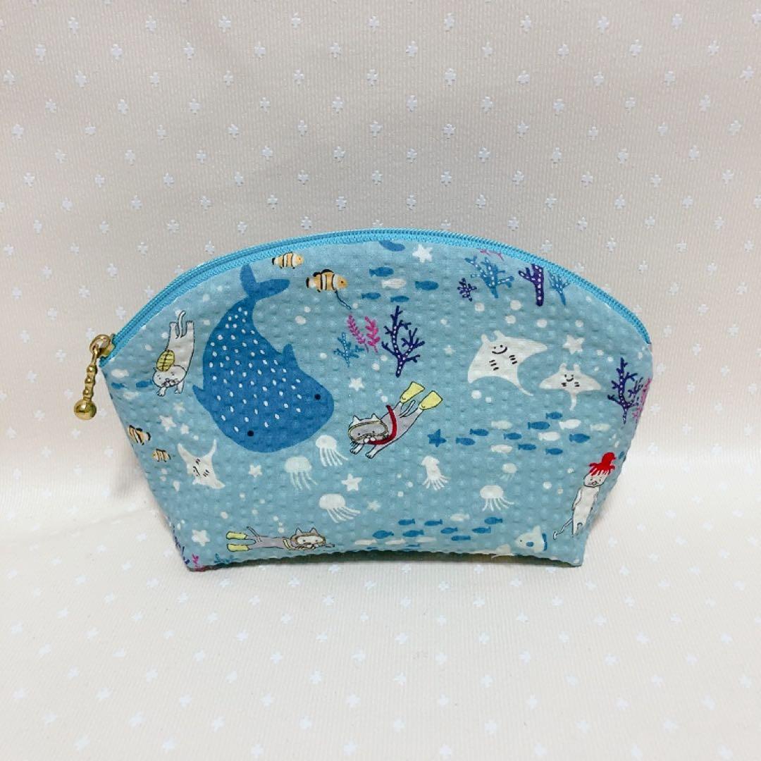 猫Love。 布バスケット スリムなペンケース ラウンドポーチ