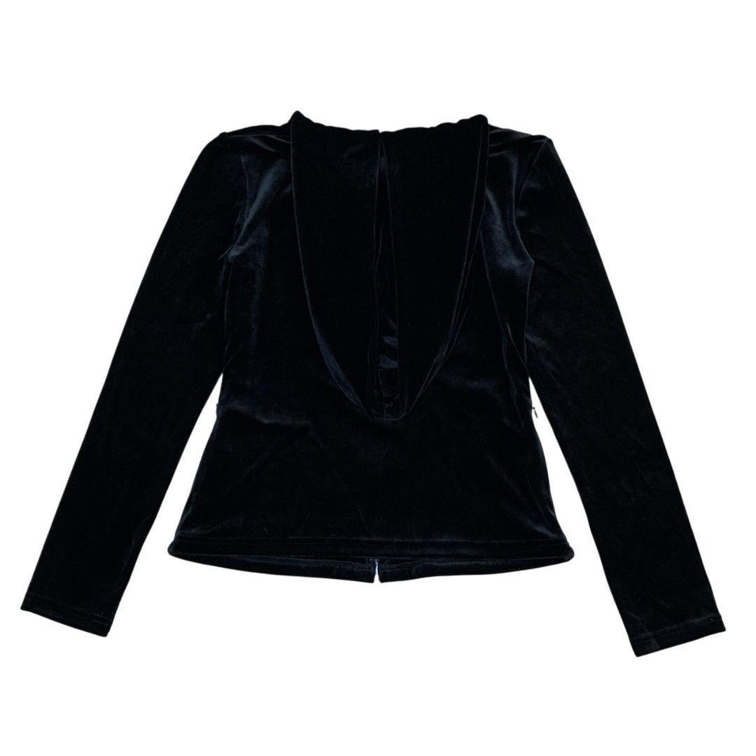 極美品✨FOXEY NEW YORK ベロア パーカー ロゴプレート 黒 38