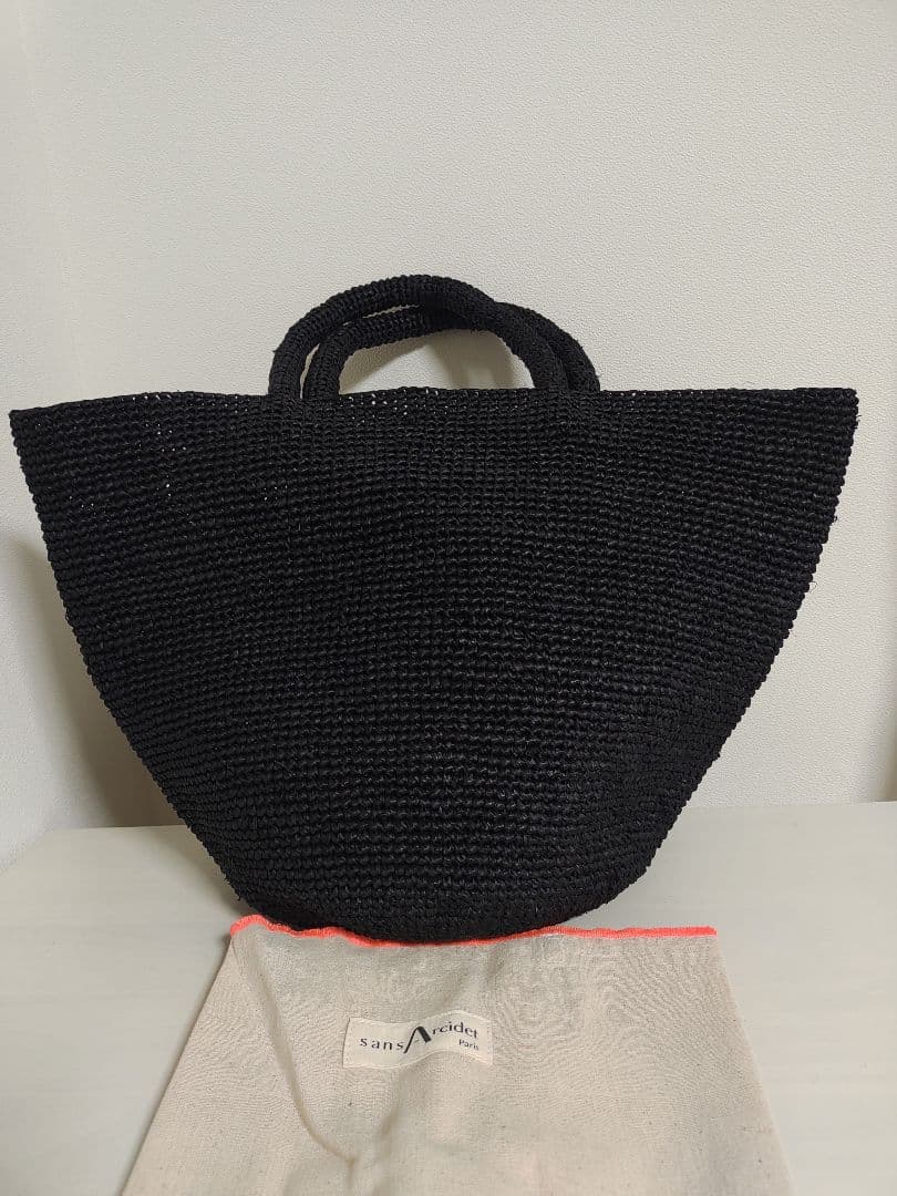 サンアルシデ かごバッグ　ブラック　Mサイズ