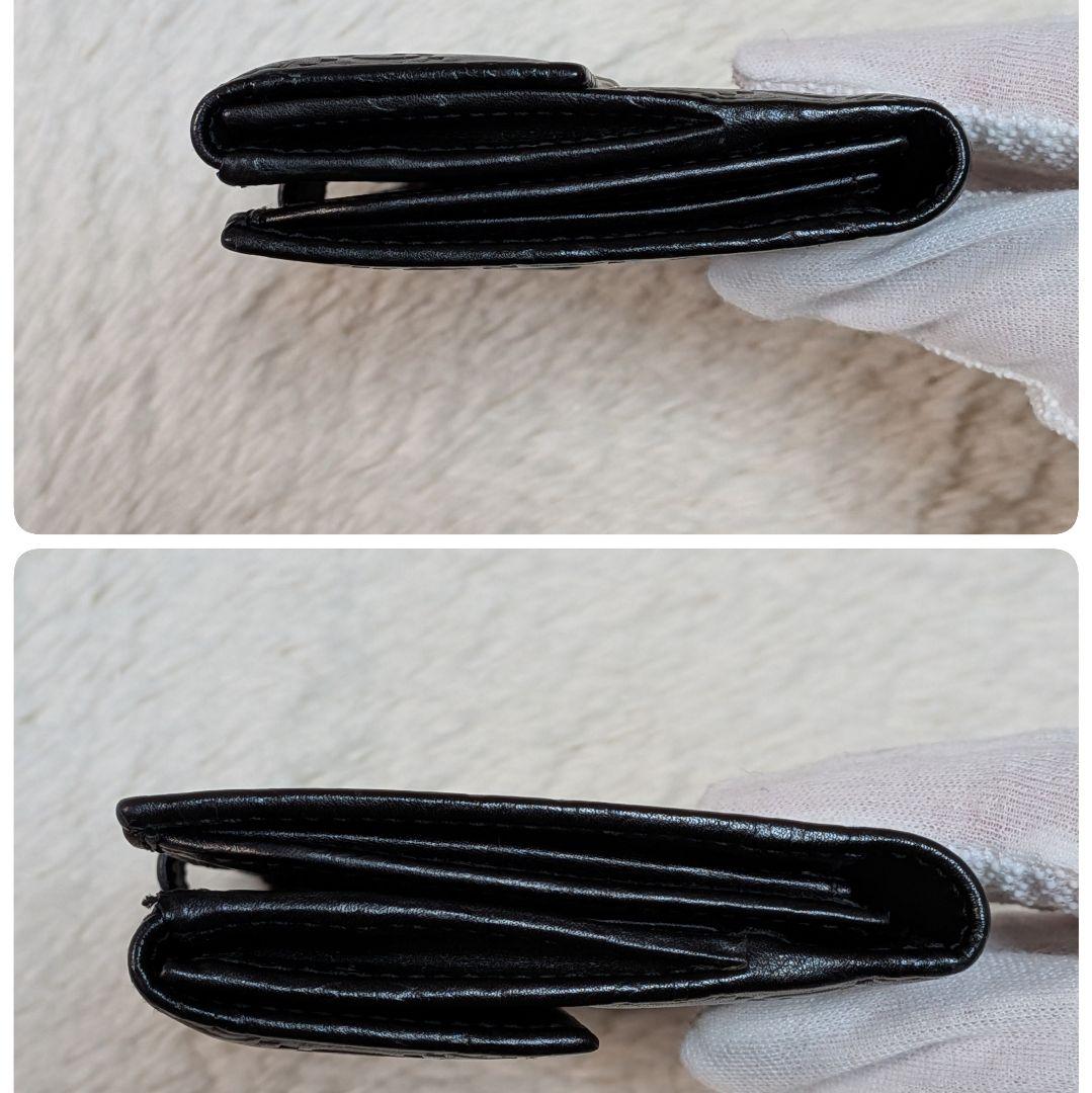 美品✨️グッチ 長財布 GGシマ ロゴプレート シマレザー フラップ 黒 本革