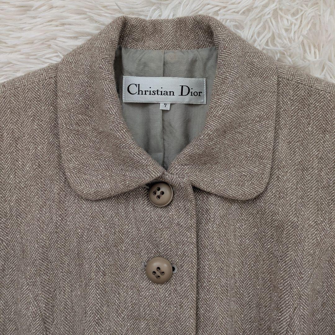 Christian Dior シルク混 ペプラム ツイードジャケット 7号