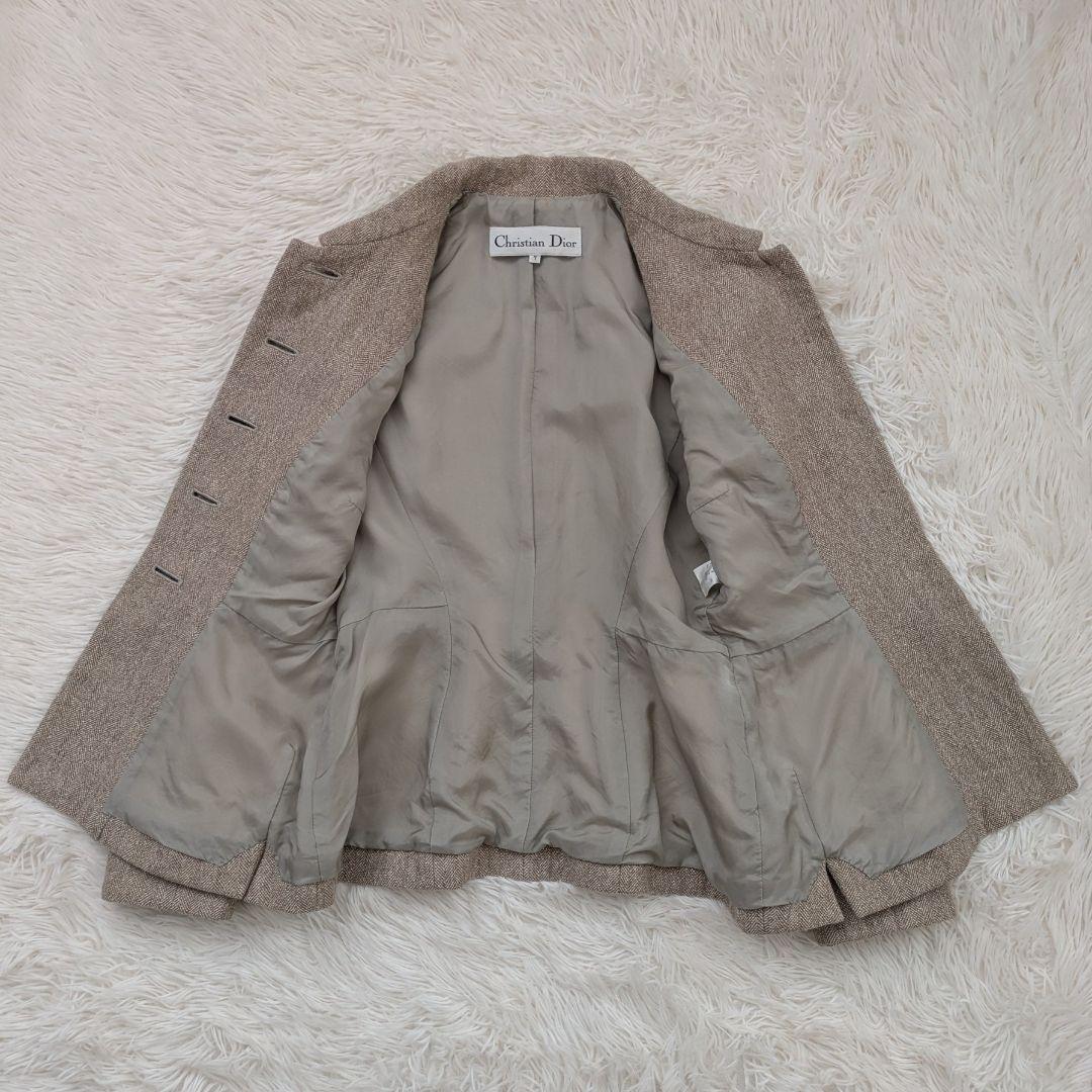 Christian Dior シルク混 ペプラム ツイードジャケット 7号