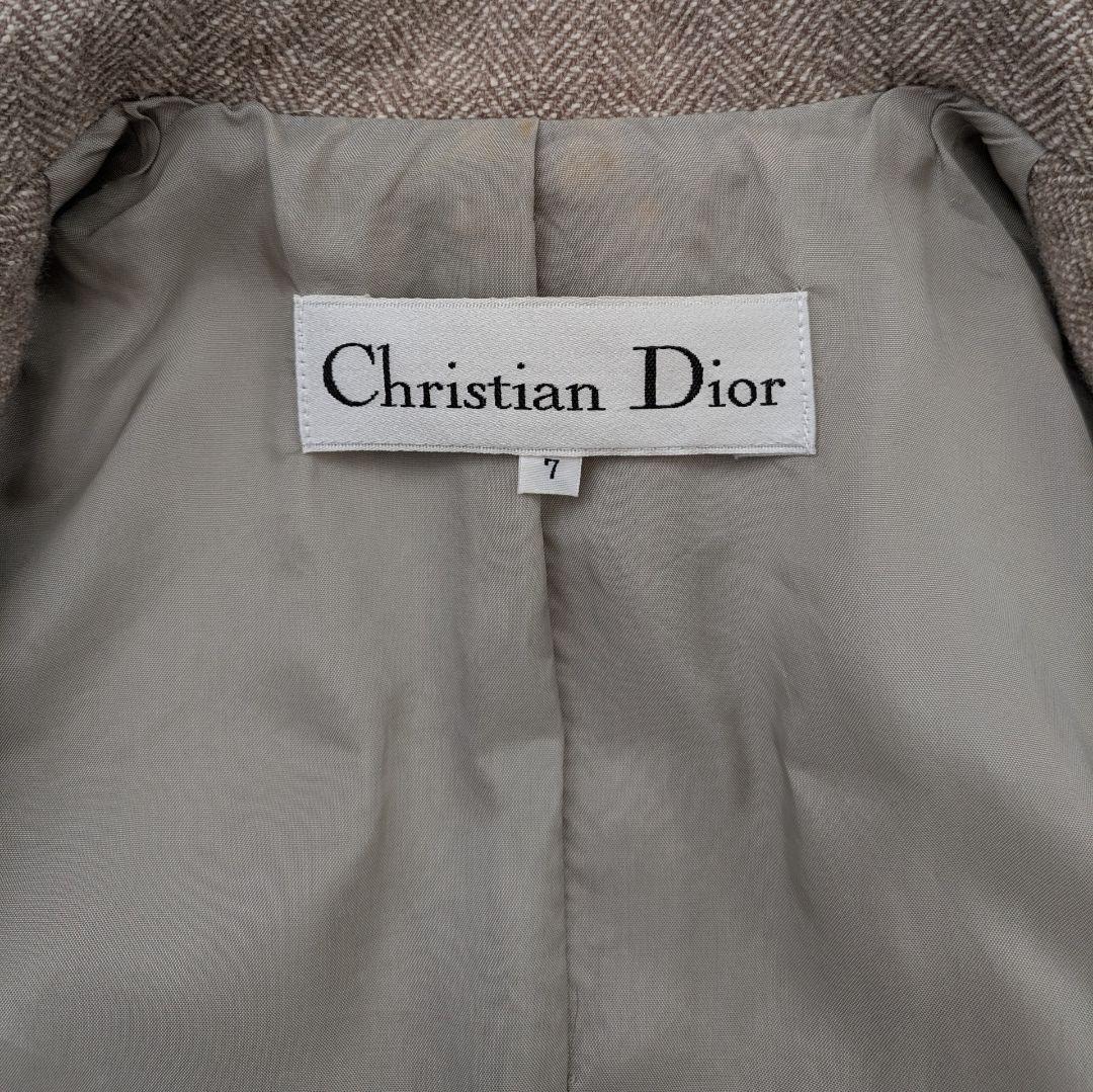 Christian Dior シルク混 ペプラム ツイードジャケット 7号