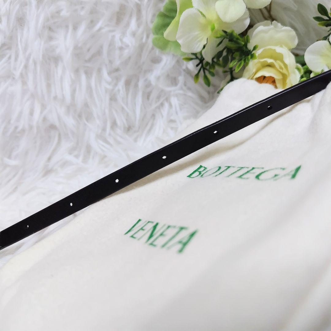 未使用級✨ボッテガ◇トライアングルナローベルト　細身黒レザーシルバー金具