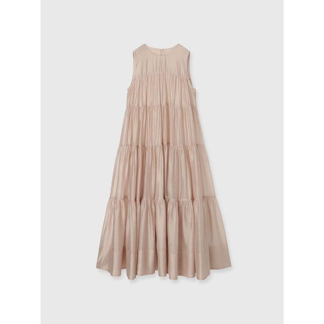 anuans Mサイズ テンセルリッチオーガンティアードワンピース ピンク