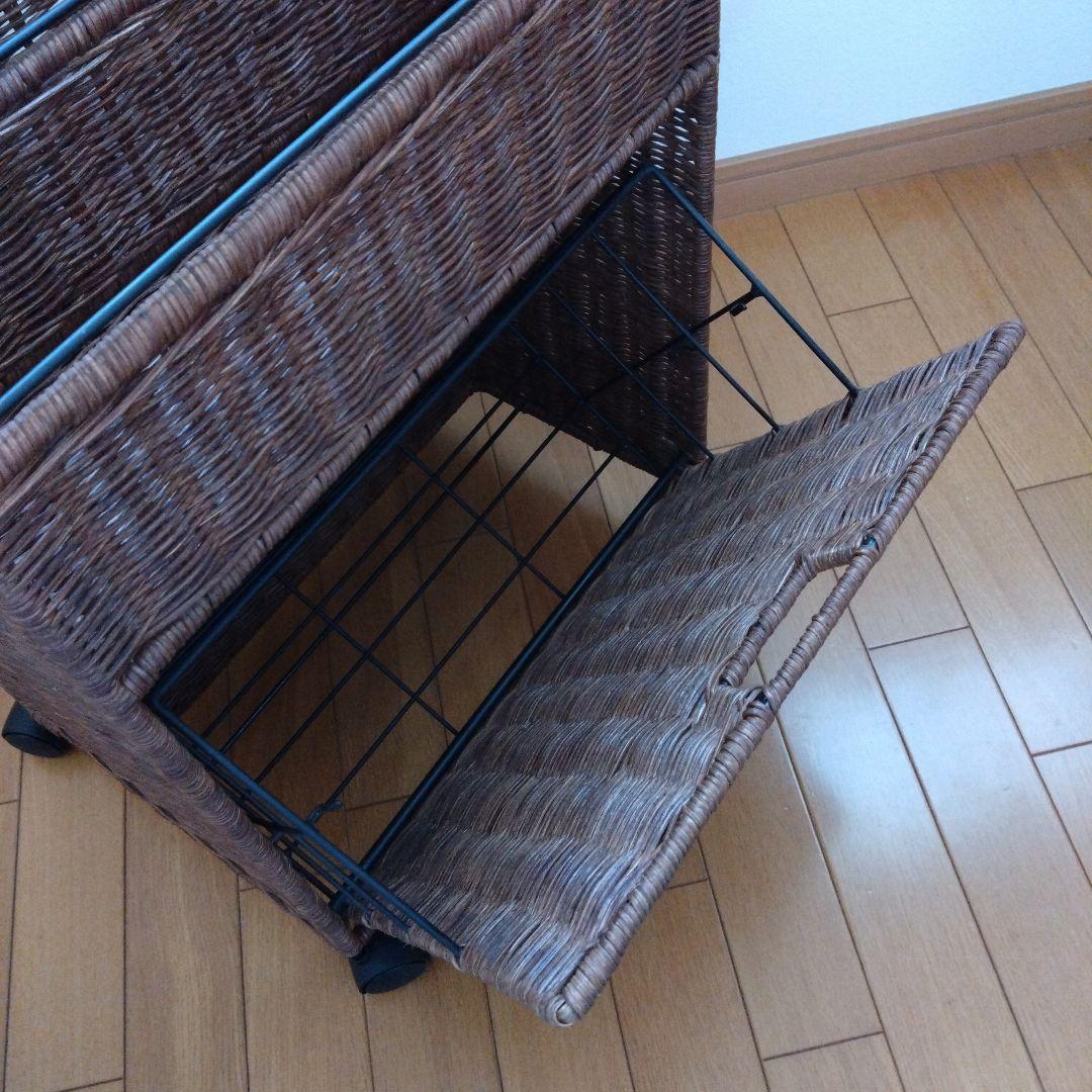 ラタン風キャスター付き　ソファーサイドワゴン