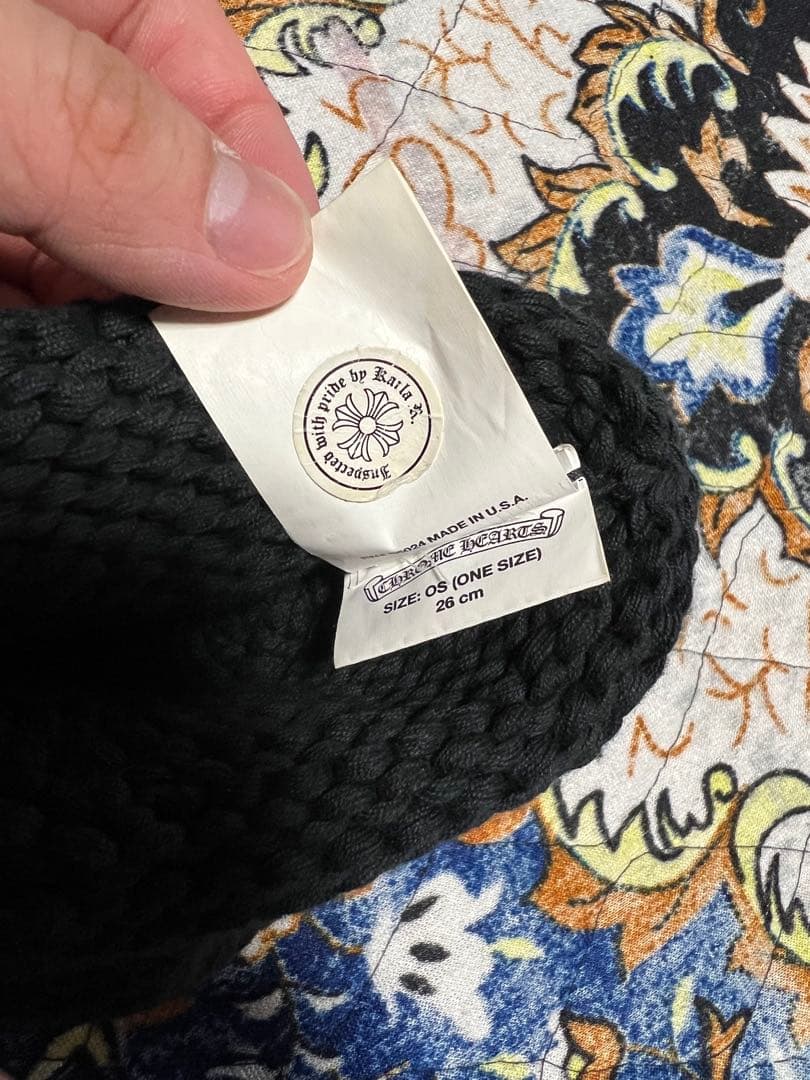 CHROME HEARTS レザーパッチ BSフレアボタン ニットキャップ