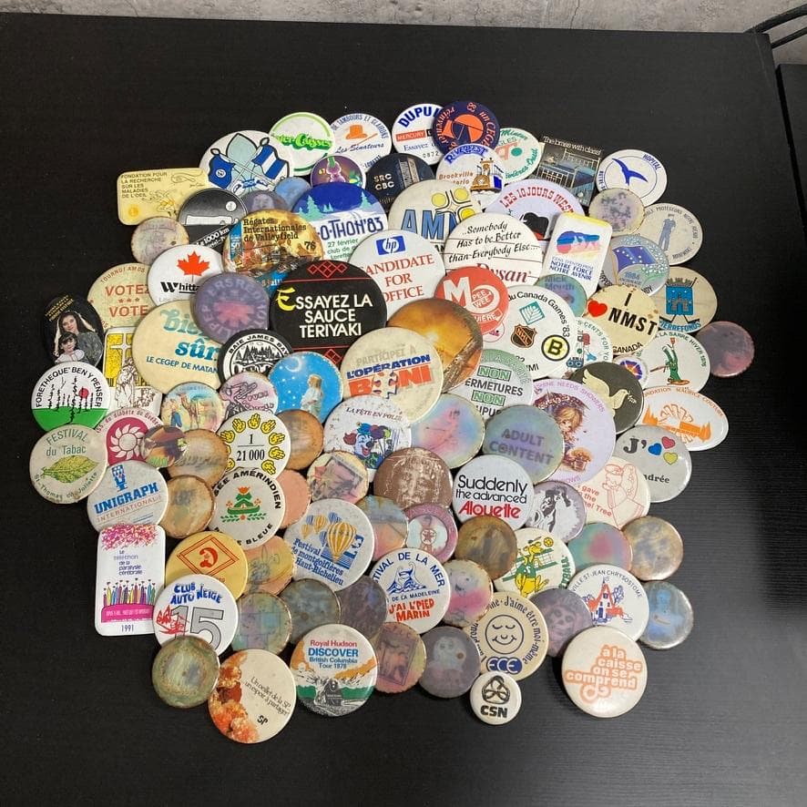 BQVG アメリカン 缶バッジ ビンテージ 100個 セット アメカジ 雑貨