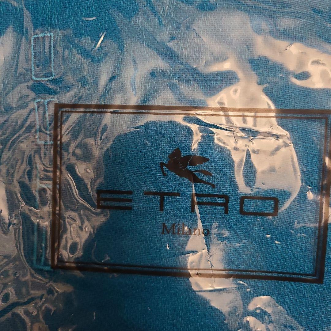 【新品未開封】ETRO エトロ ブルー ストール 麻 イタリア