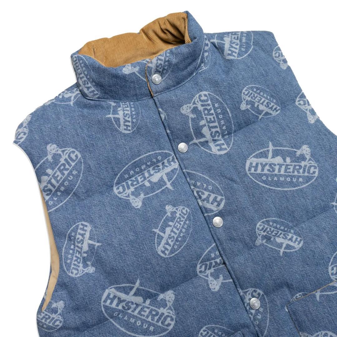 HYSTERICGLAMOUR　OVAL WOMAN柄 デニム ダウンベストXL