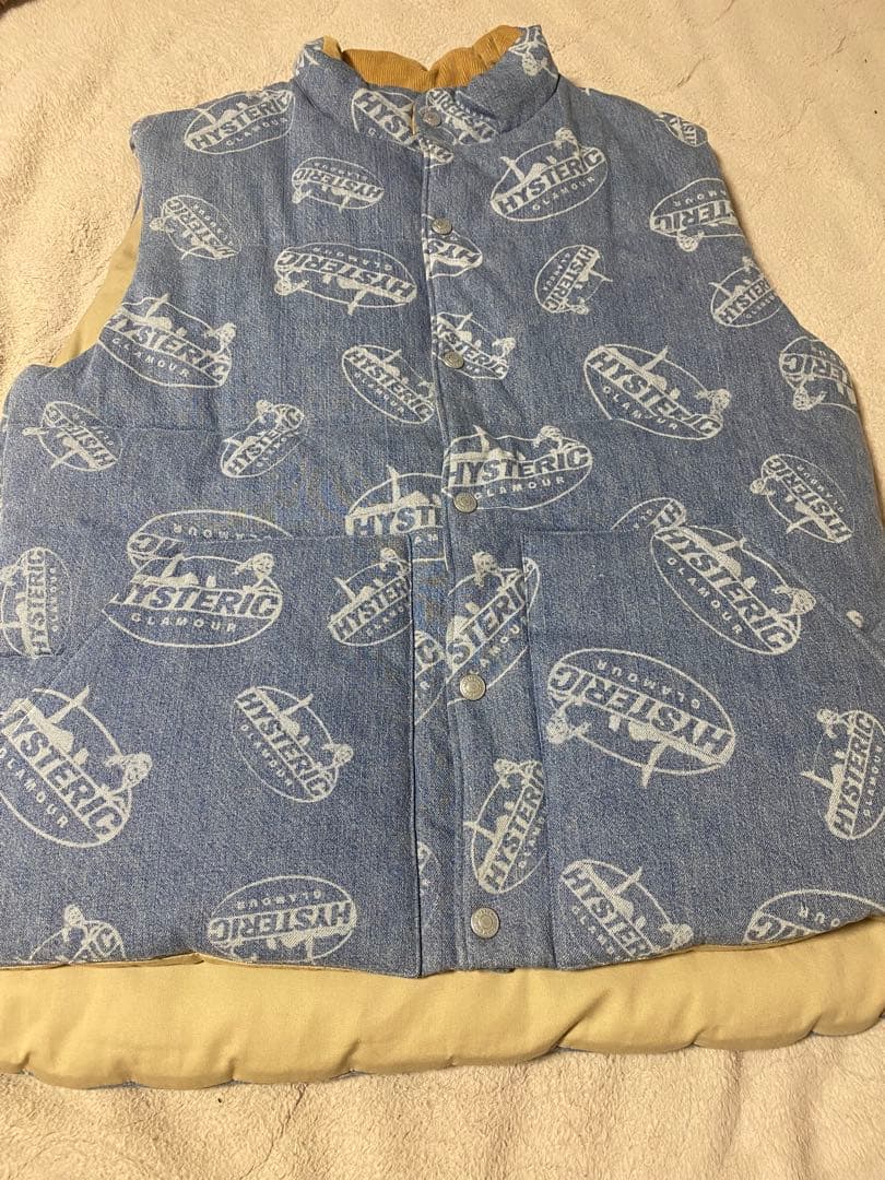 HYSTERICGLAMOUR　OVAL WOMAN柄 デニム ダウンベストXL