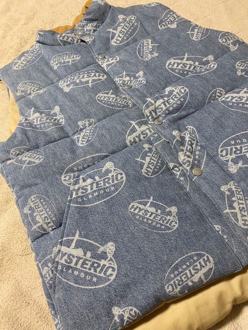 HYSTERICGLAMOUR　OVAL WOMAN柄 デニム ダウンベストXL