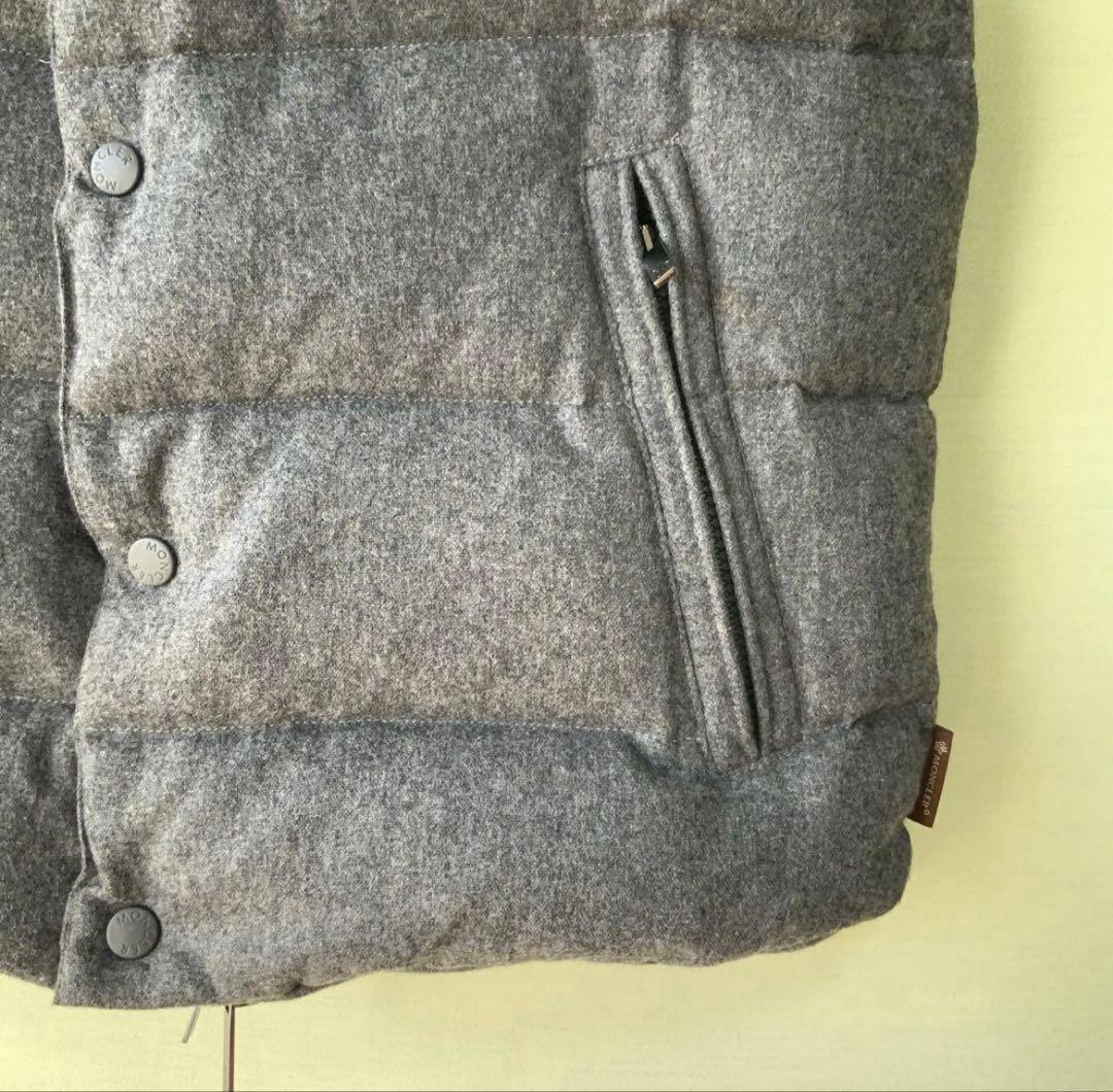 MONCLER モンクレール 茶タグ ウール ダウンベスト 0 グレー