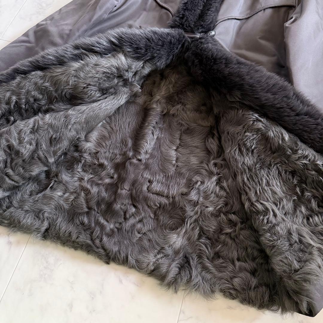 フォックスファートリミング シルク100%コート チキアンラムライナー 毛皮