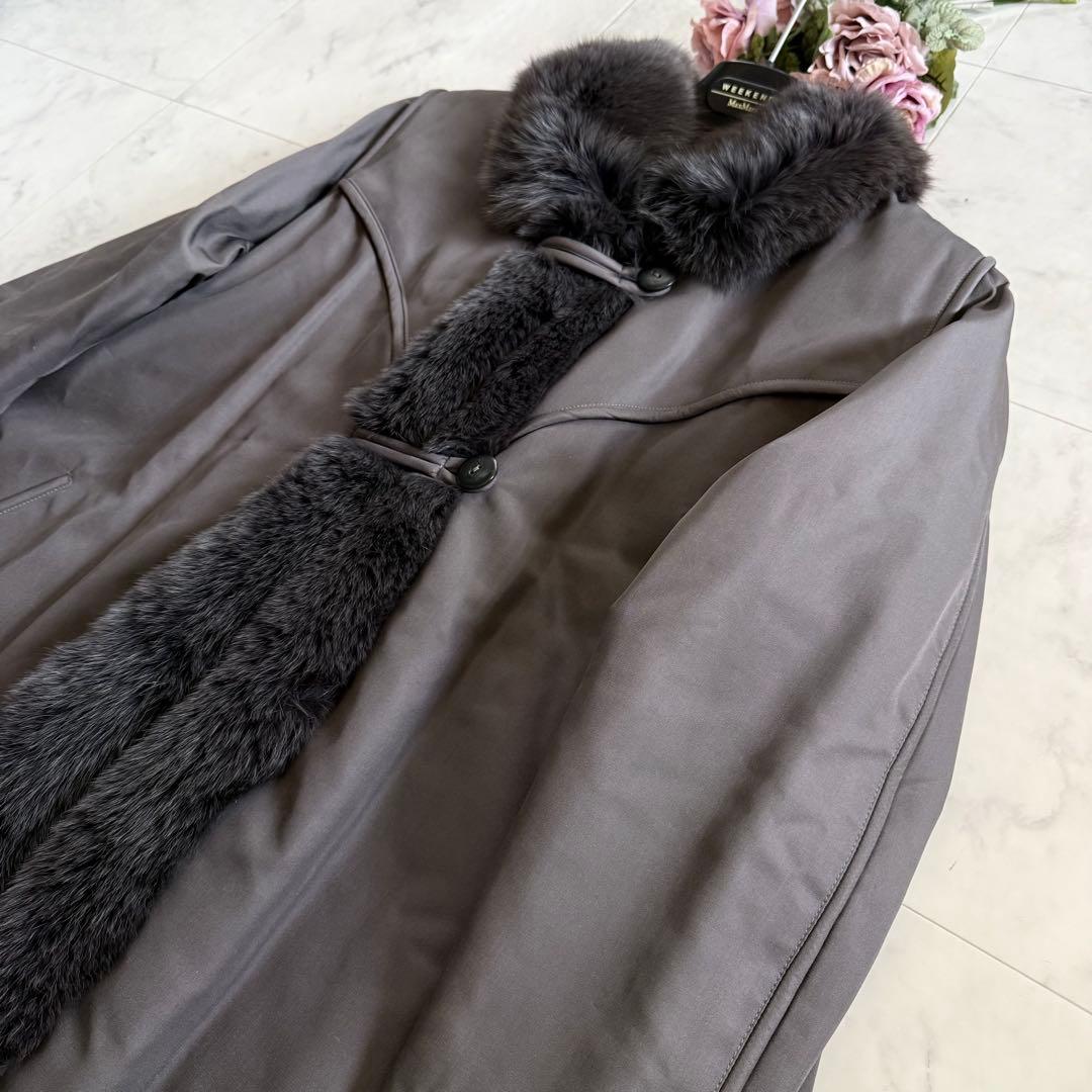 フォックスファートリミング シルク100%コート チキアンラムライナー 毛皮