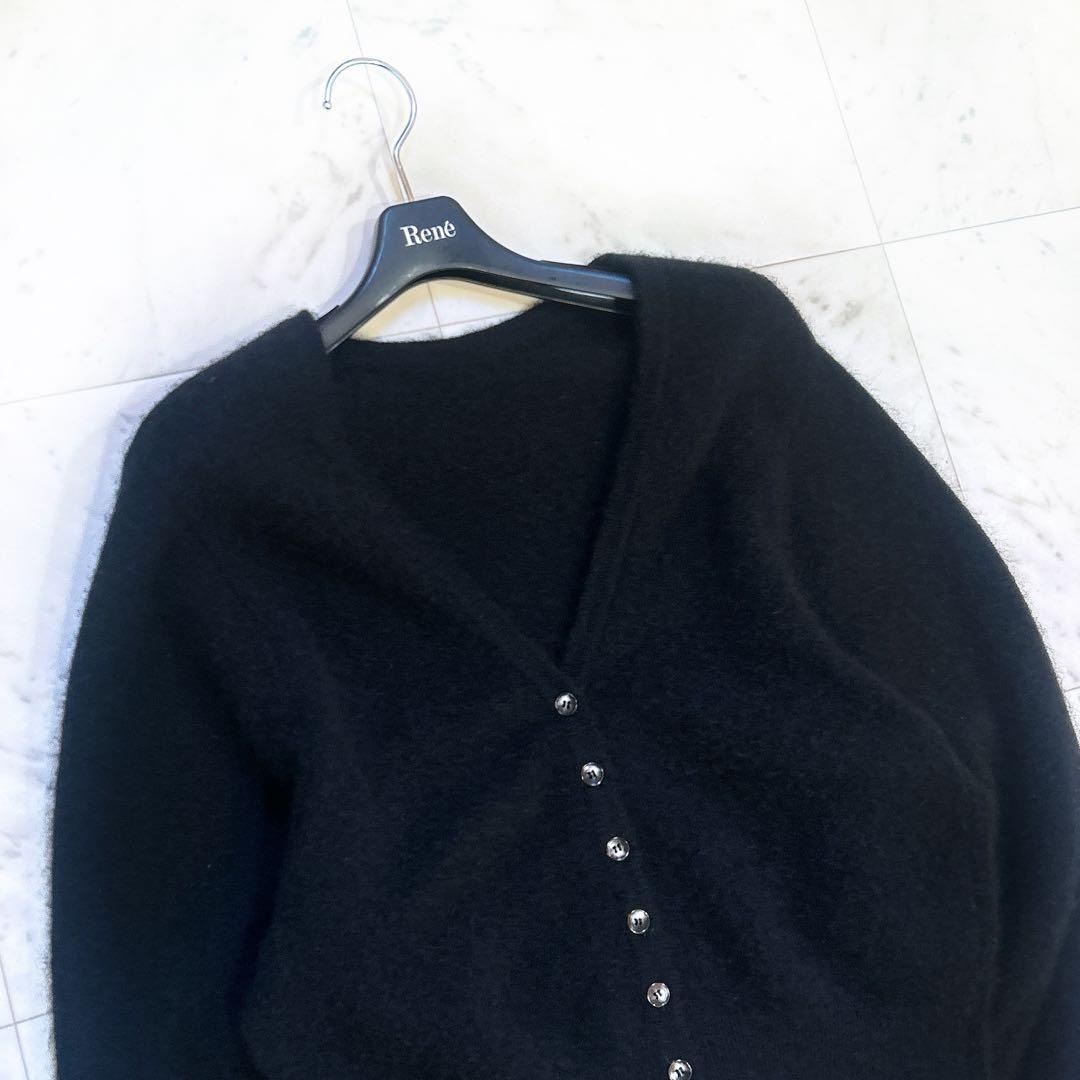 美品 ADAM ET ROPE ヤク ウール 2WAYカーディガン ブラック 黒