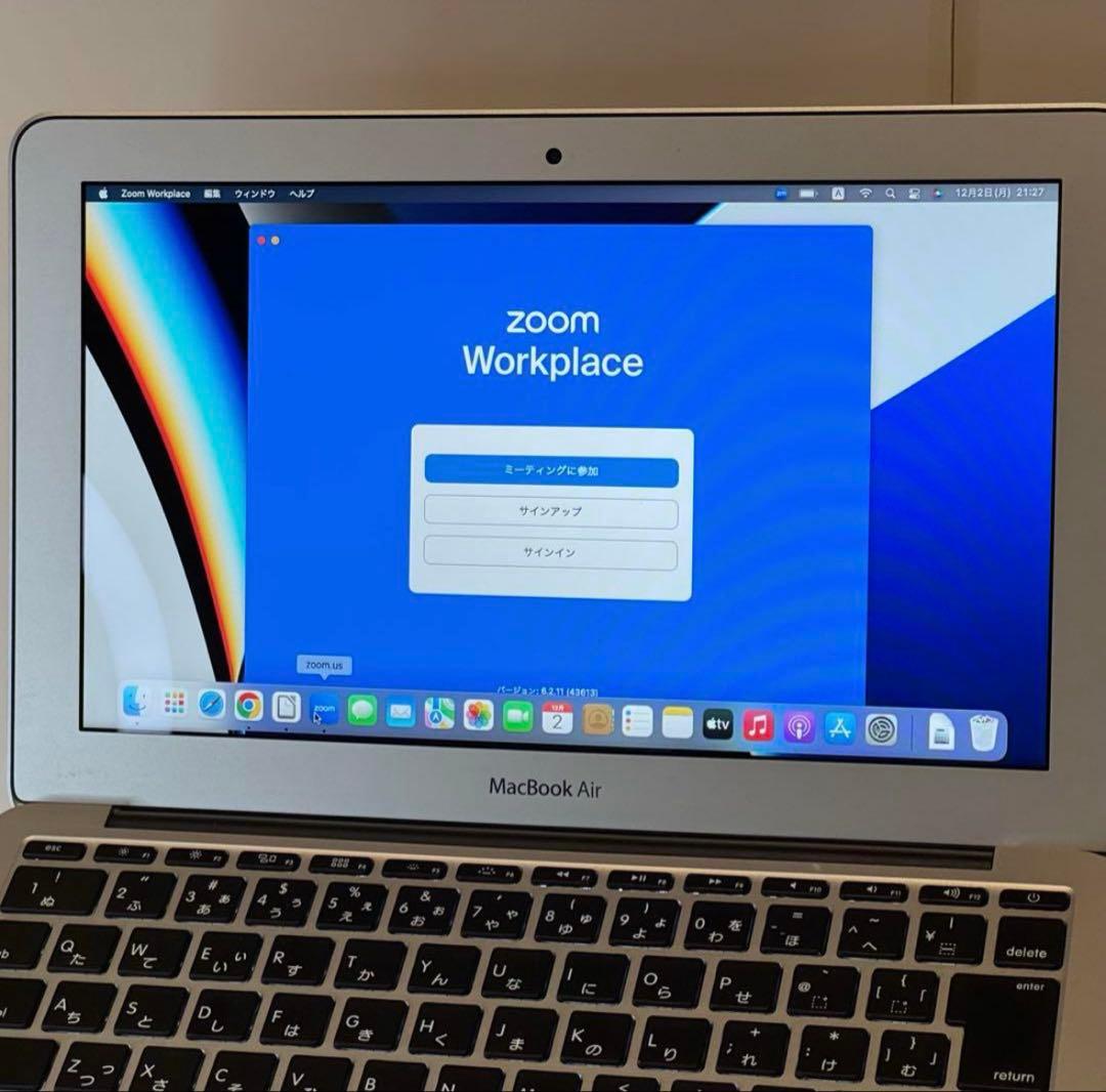 【薄型軽量】美品☆MacBook Air 11㌅ 互換Office/ZOOM搭載