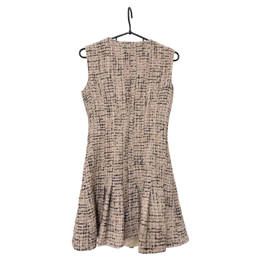 ローブドフルール robedefleurs ラメツイードプリーツミニドレスS