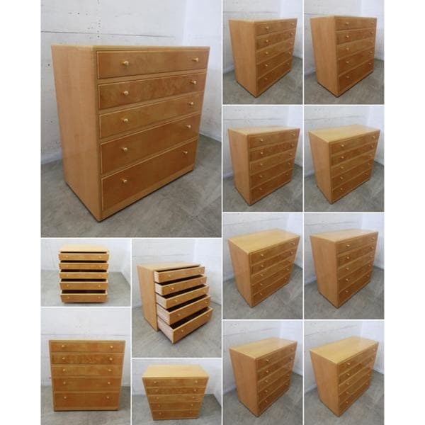 キットファニチャー/北谷家具■仔山羊革張り■シカモアメープル■ドロワーチェスト