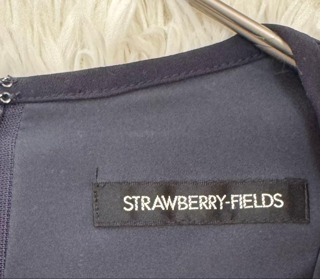 ストロベリーフィールズ ダブルプリーツワンピース ネイビー ベルト付 セレモニー