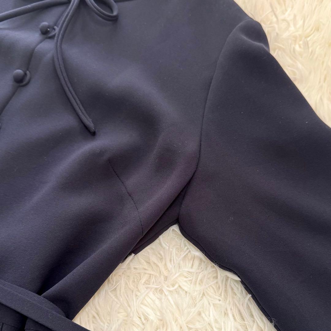 ストロベリーフィールズ ダブルプリーツワンピース ネイビー ベルト付 セレモニー