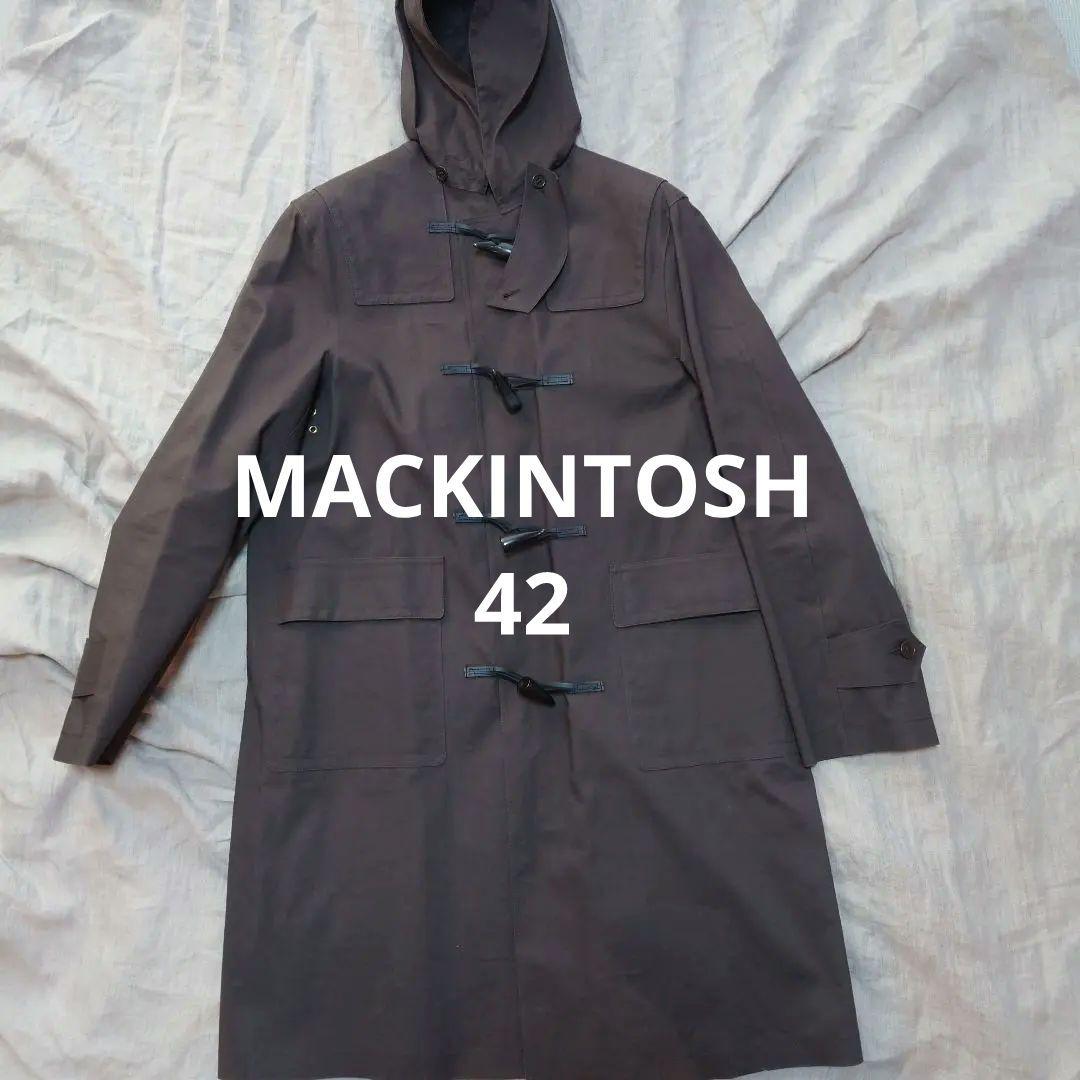 MACKINTOSH ゴム引き ダークブラウン フード付きダッフルコート 42