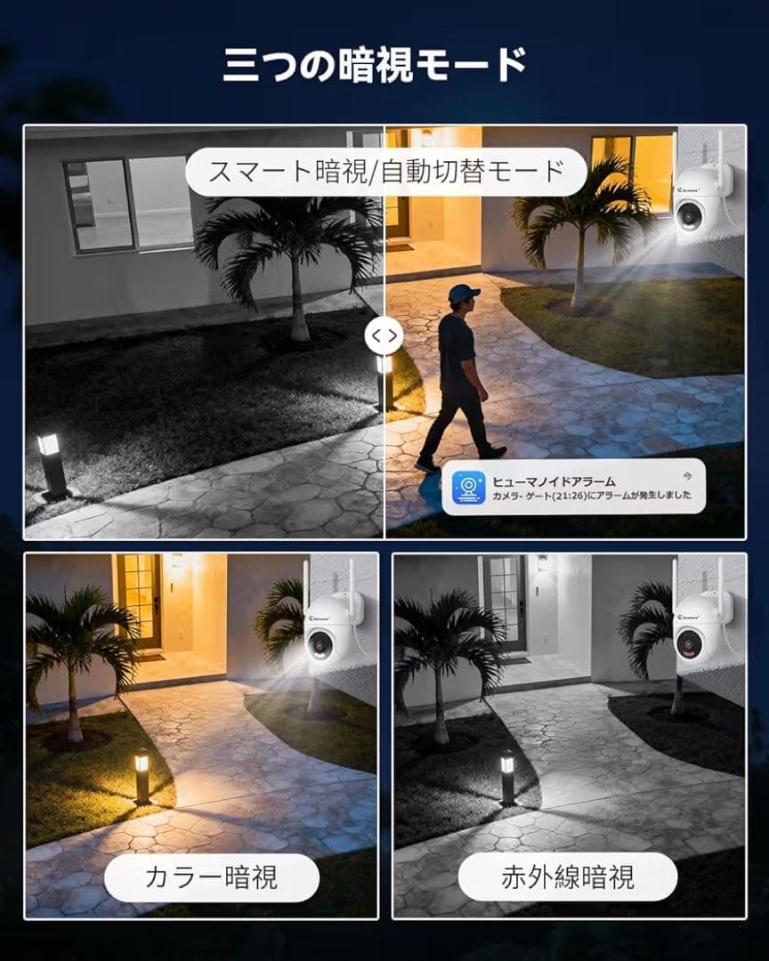 JENNOV 防犯カメラ 屋外 800万画素対応可 360°広角撮影 パンチルト