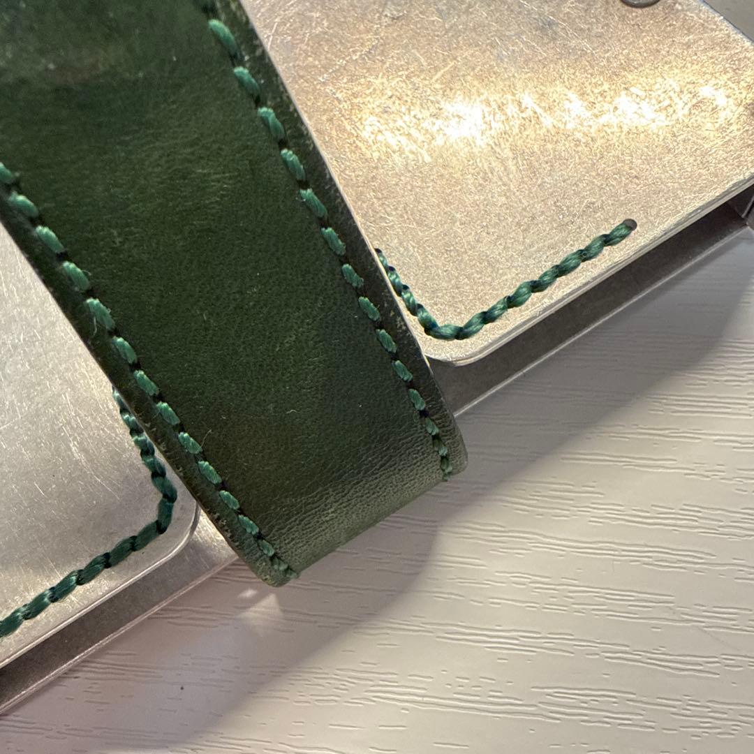 AERO CONCEPT 緑レザーベルト名刺入れ ケース