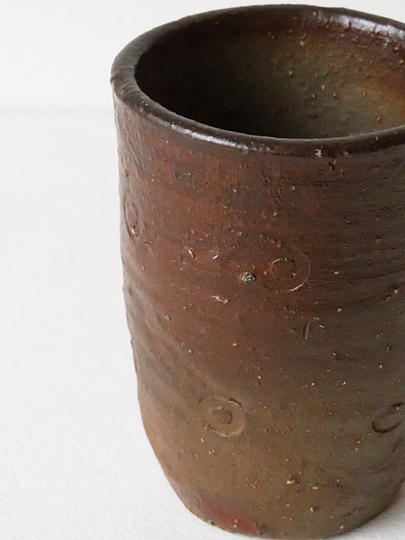 限定セル【希少品】伝説の陶芸家 國吉清尚 焼締 珊瑚紋 小湯呑 ぐい呑 泡盛