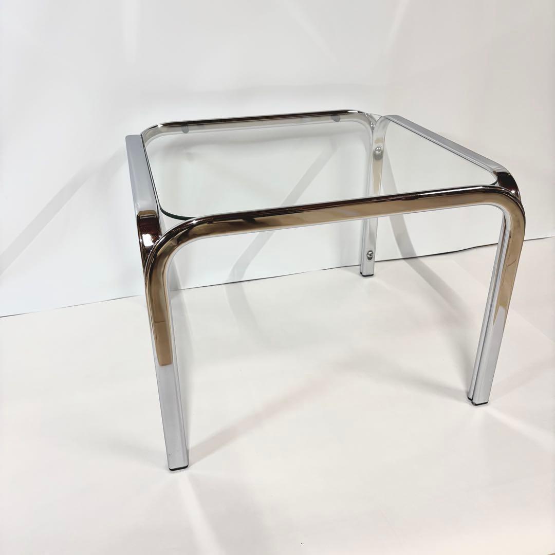 ガラステーブル サイドテーブル クローム スペースエイジ ミッドセンチュリー