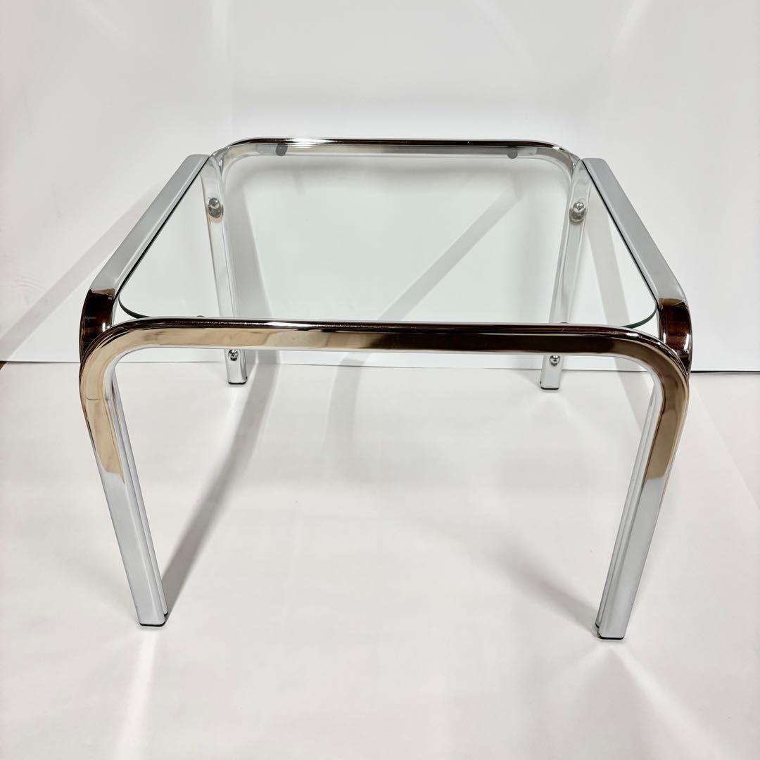 ガラステーブル サイドテーブル クローム スペースエイジ ミッドセンチュリー