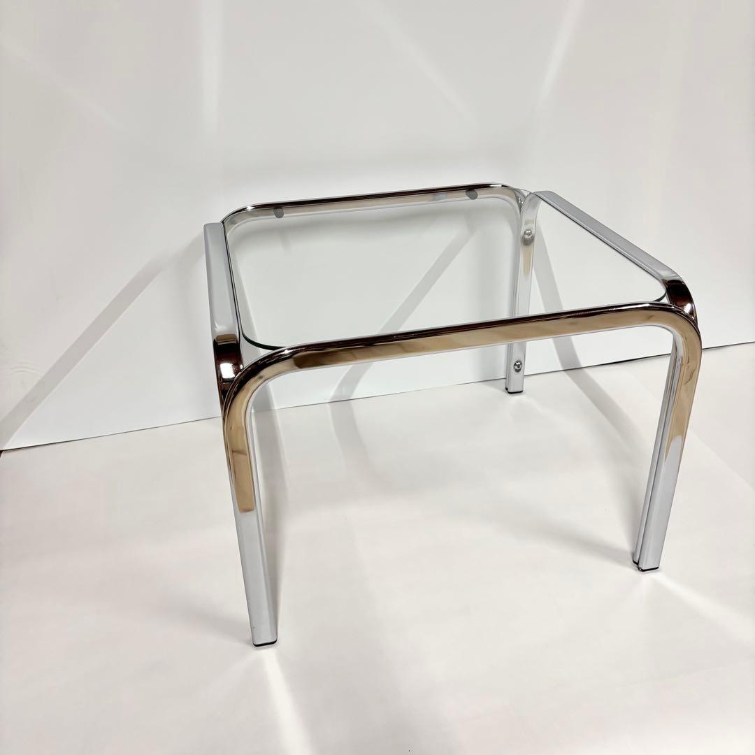 ガラステーブル サイドテーブル クローム スペースエイジ ミッドセンチュリー