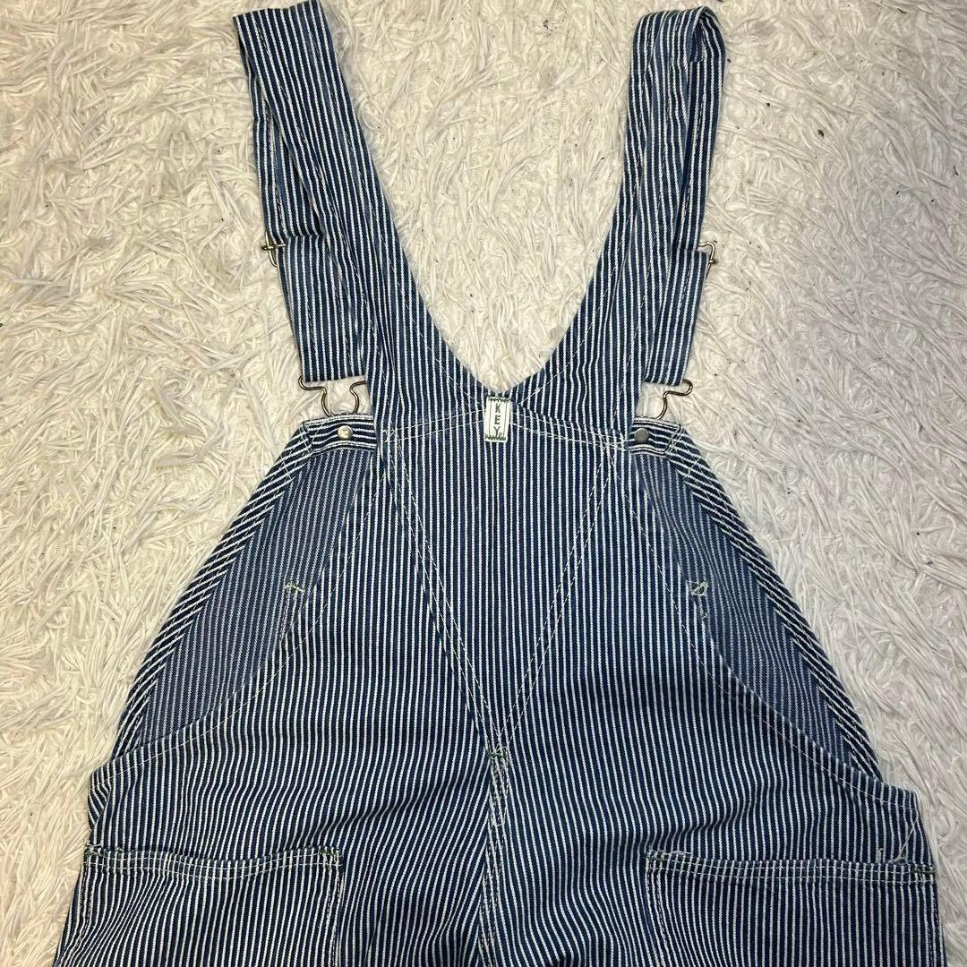 KEY オーバーオール　ヒッコリー 大きめ w42 サロペット　オールインワン