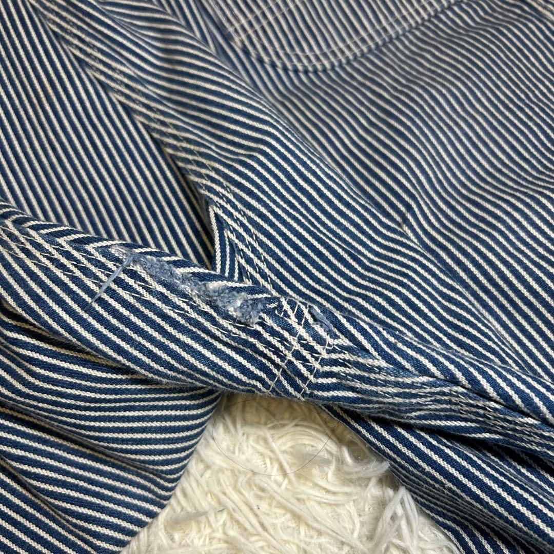 KEY オーバーオール　ヒッコリー 大きめ w42 サロペット　オールインワン