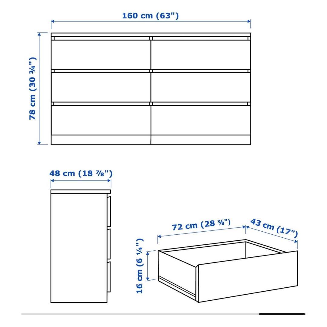 ホワイト 3段チェスト