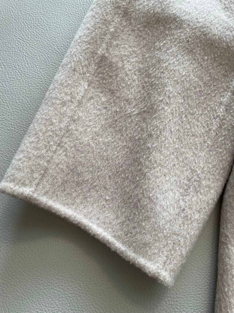 セオリーリュクス 38 カシミア混リバー仕立て　ノーカラー　マフラー付コート