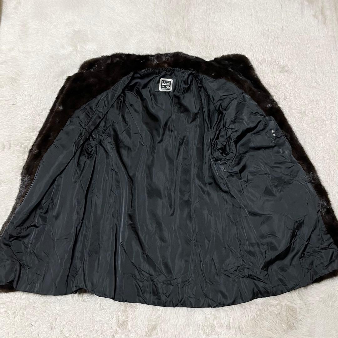 サガミンク　銀タグ　毛皮　ミンク　ロングコート　ダークブラウン　XL 13