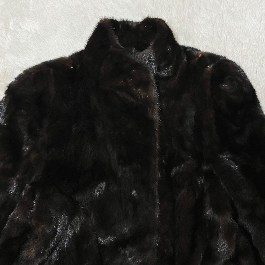 サガミンク　銀タグ　毛皮　ミンク　ロングコート　ダークブラウン　XL 13