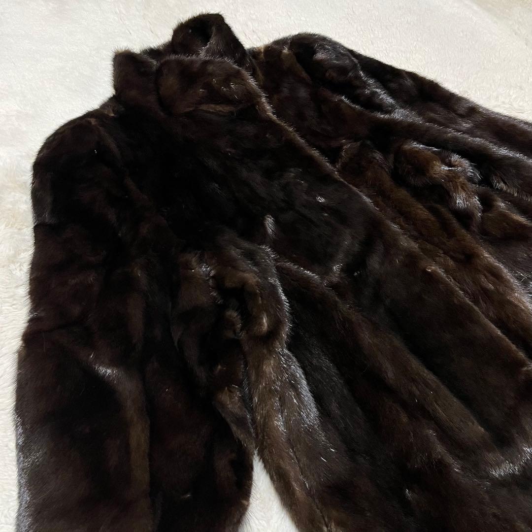サガミンク　銀タグ　毛皮　ミンク　ロングコート　ダークブラウン　XL 13