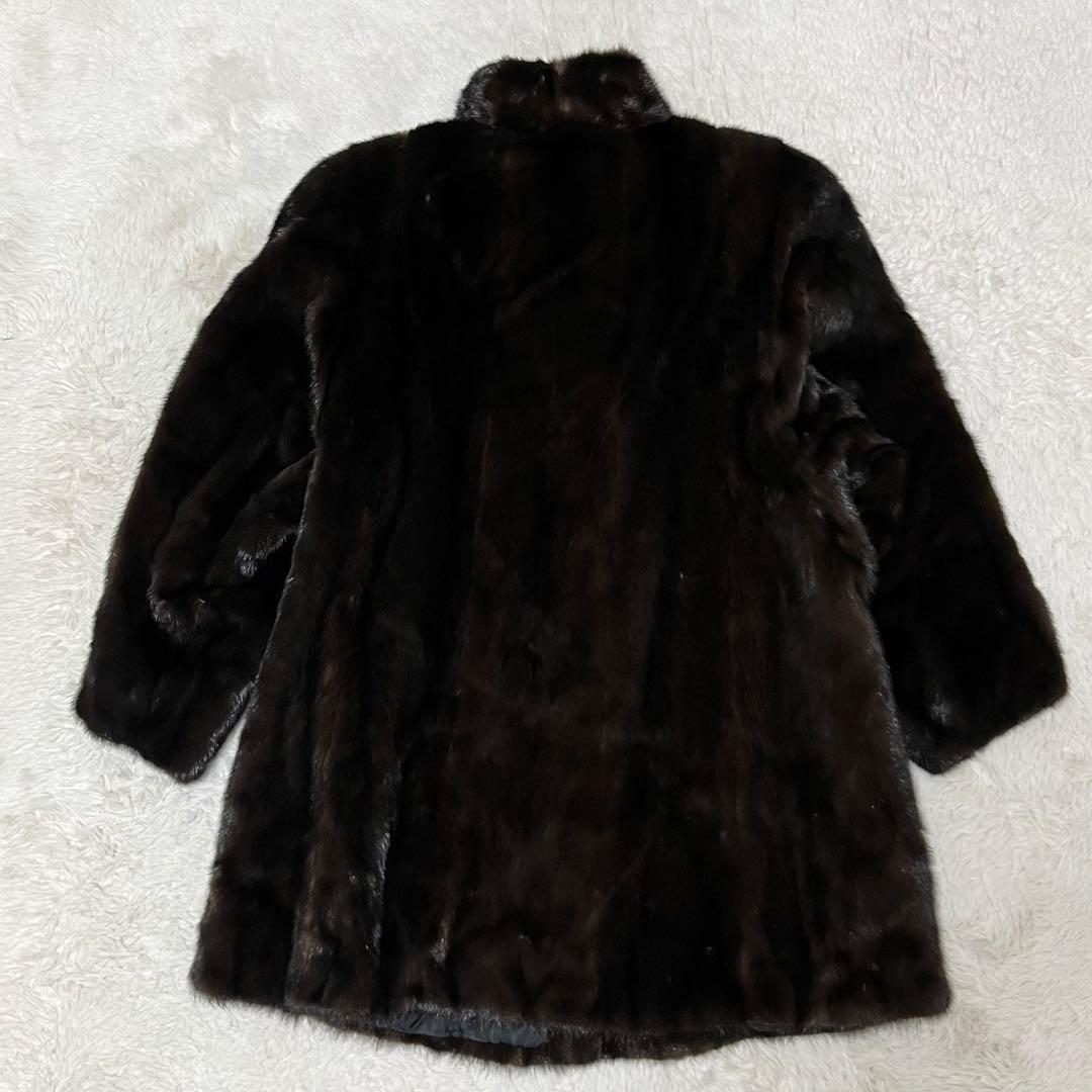 サガミンク　銀タグ　毛皮　ミンク　ロングコート　ダークブラウン　XL 13