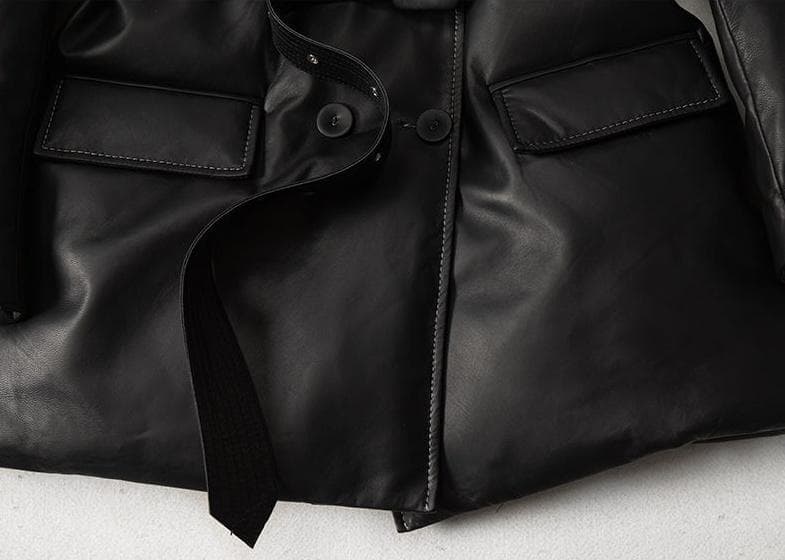 新品限定レディース高級 本革↑☆超ソフトなラムレザーダウンコート 黒♪毛皮ファー