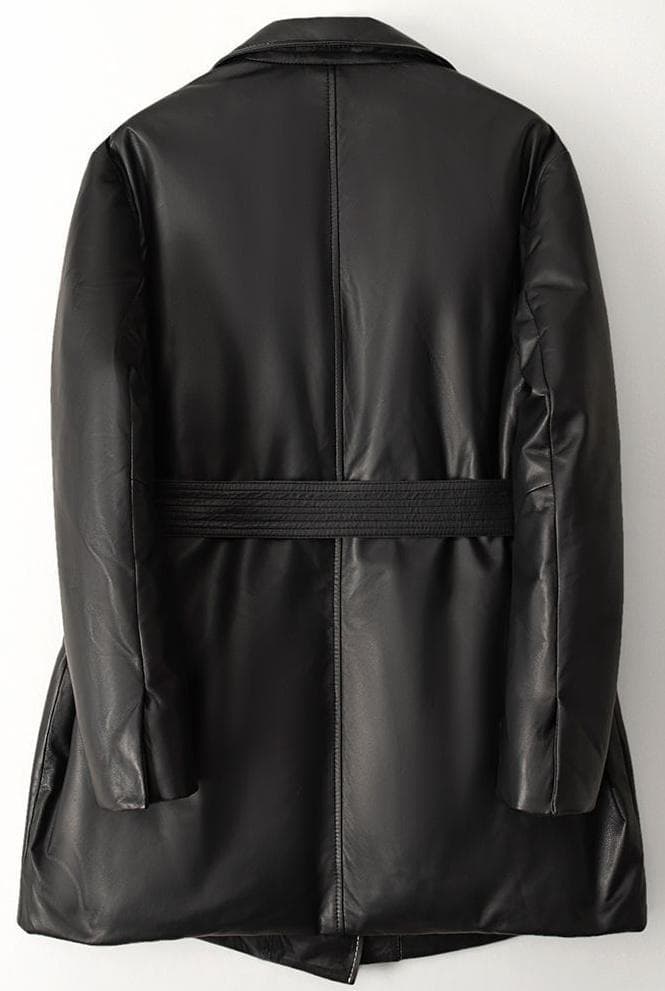 新品限定レディース高級 本革↑☆超ソフトなラムレザーダウンコート 黒♪毛皮ファー