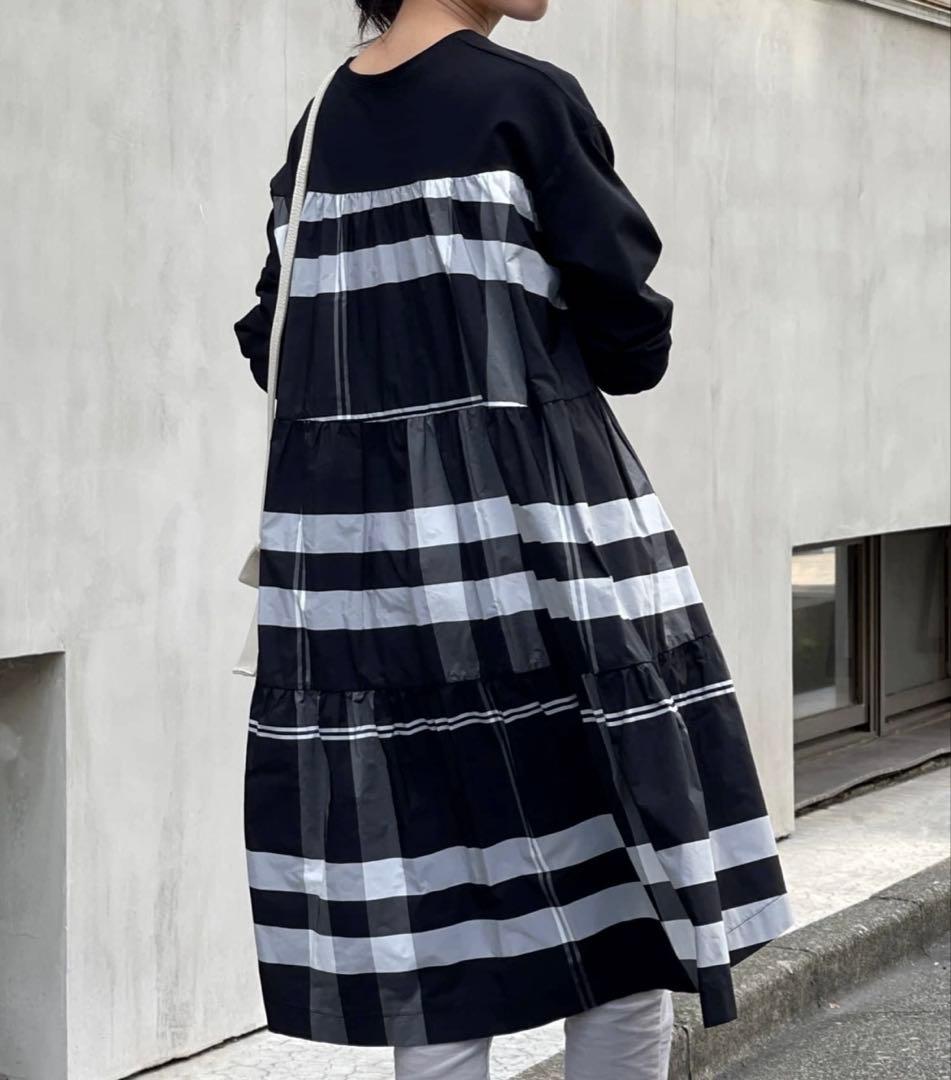 ビアズリー★ タフタビッグチェックワンピース　ブラック　チェック